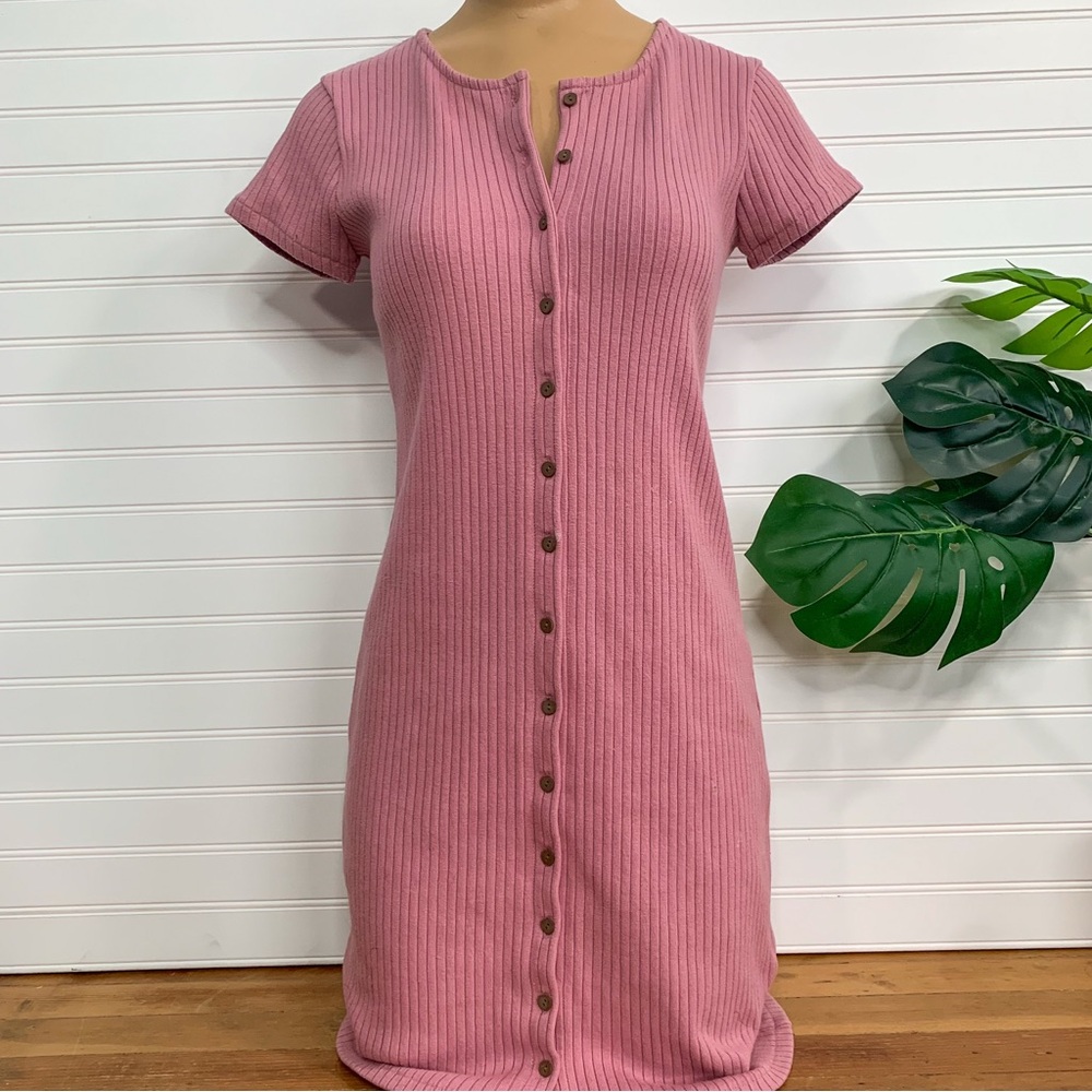 Madewell Pink Ribbed Mini Dress
